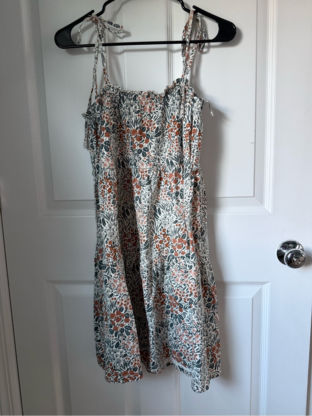 Rylee + Cru Floral Tie-Strap Mini Dress in Cream and Rust